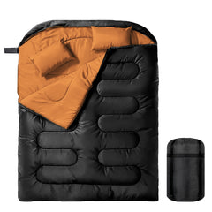 Double Sleeping Bags for Adults, 2 Person Camping Sleeping Bag for Cold Weather & Warm, Queen Size Sleeping Bag with 2 Pillow, Sleep Bag for Camping, Hiking, Backpacking