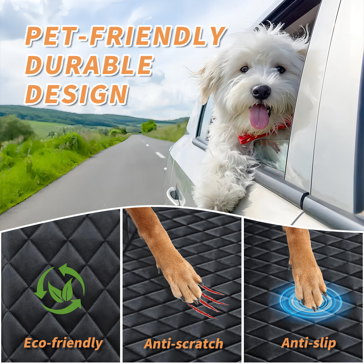 Dog Car Seat Cover for Back Seat,Icy & Warm Reversible Hard Bottom Car Seat Cover for Dogs, Waterproof Backseat Extender for Dogs Can Withstand 220lbs, Suitable for Truck & SUV