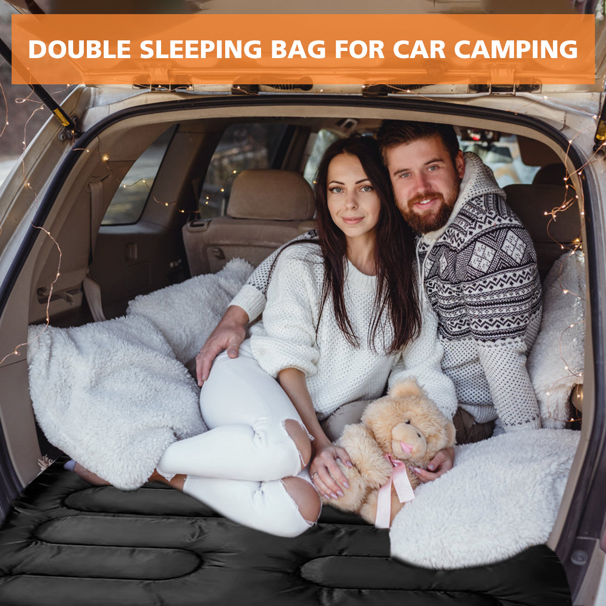 Double Sleeping Bags for Adults, 2 Person Camping Sleeping Bag for Cold Weather & Warm, Queen Size Sleeping Bag with 2 Pillow, Sleep Bag for Camping, Hiking, Backpacking