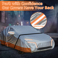 Car Cover Custom fit Tesla Model-Y with Cab Door Zipper, Car Cover Waterproof All Weather with Ventilated Mesh Charging Port Door