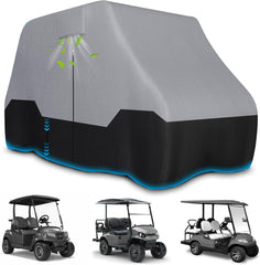 2/4 Passenger Golf Cart Cover Waterproof, 600D Heavy Duty Golf Cart Cover with Reflective Strips Universal Fits for EZGO, Yamaha Golf Cart, Club Car