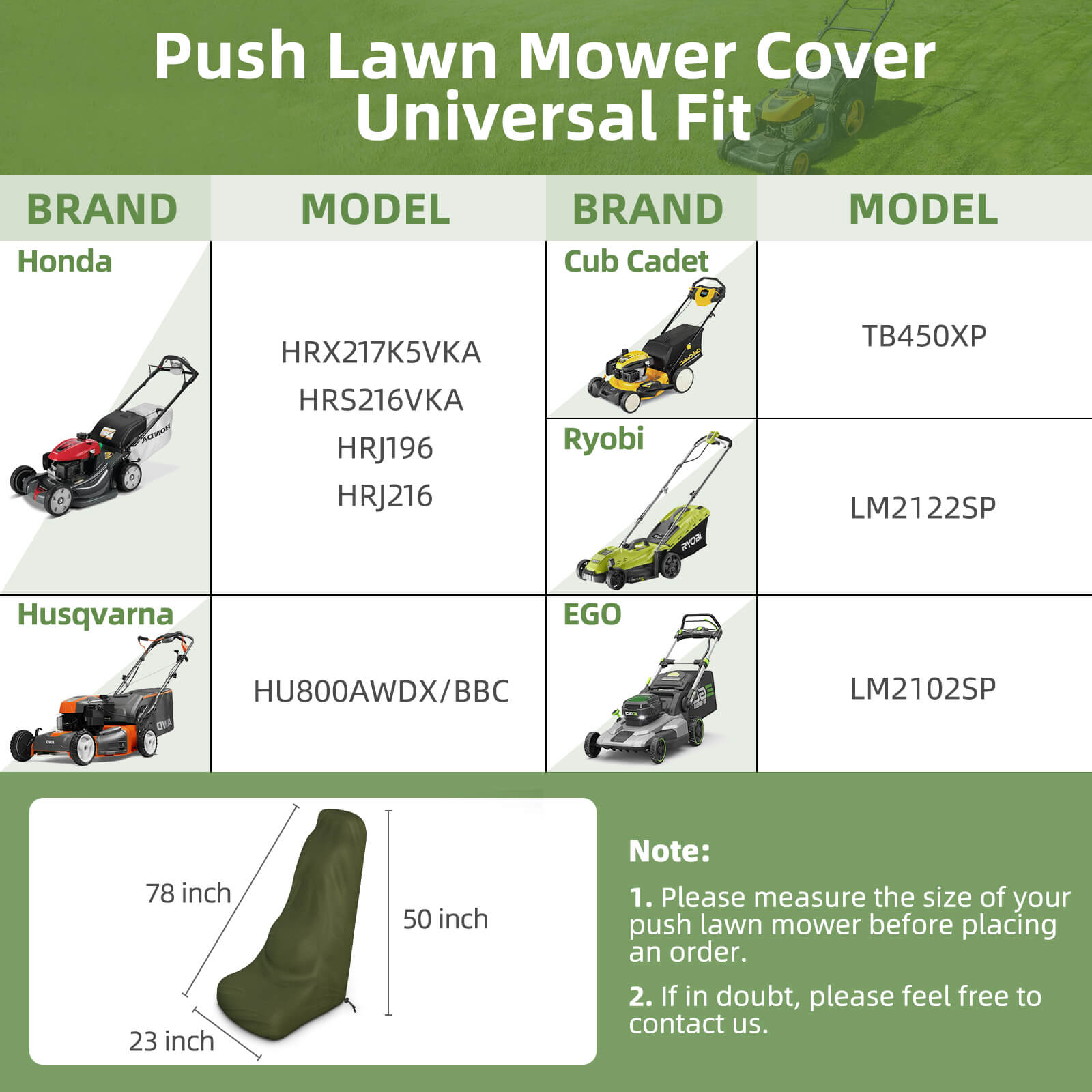 Zenicham Push Mower Cover, 600D Heavy Duty Waterproof Push Lawn Mower Cover, Outdoor Lawnmower Cover Universal with Drawstring & Cover Storage Bag