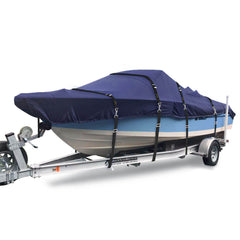 900D Marine Grade Fade and Tear Resistant Boat Cover，Heavy-Duty Waterproof and UV-Proof Boat Covers，Full Metal Fittings Trailerable Boat Cover Fits V-Hull,Tri-Hull,Runabout